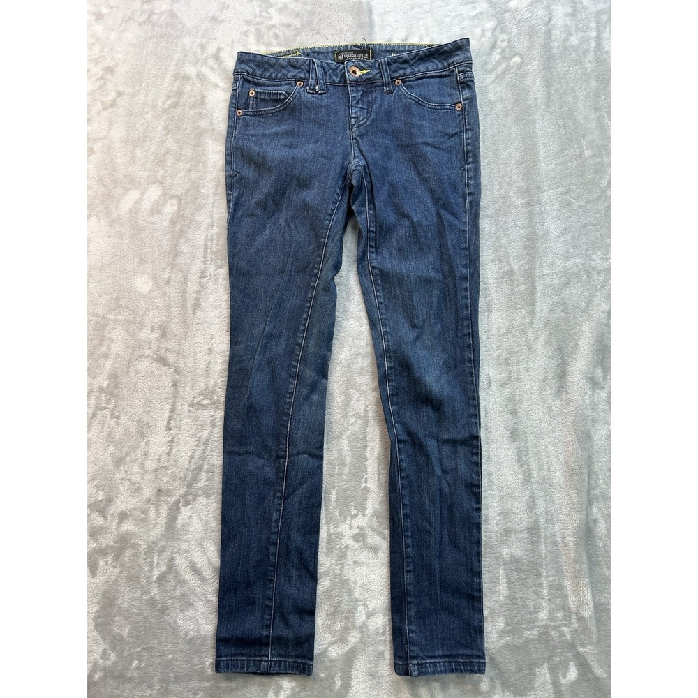 Volcom Jeans Womens Sz 5 Dark Blue Matchstick Coupe Moulante Low Rise Surf Beach